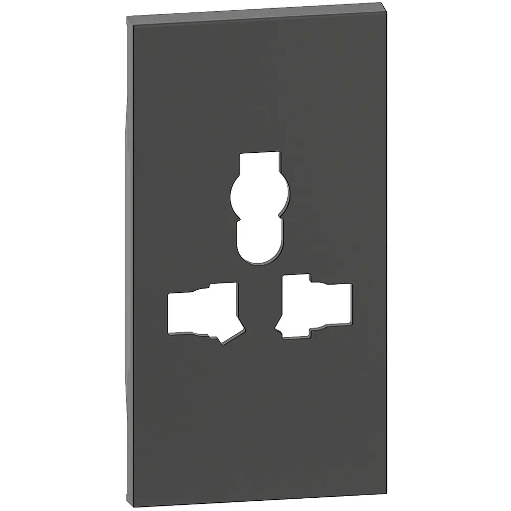 Enjoliveur prise multistandards — 1 rangée × 2 modules — noir — image 1