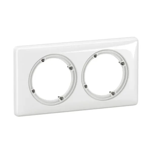 Plaque 2 postes — IP44 — blanc Céliane
