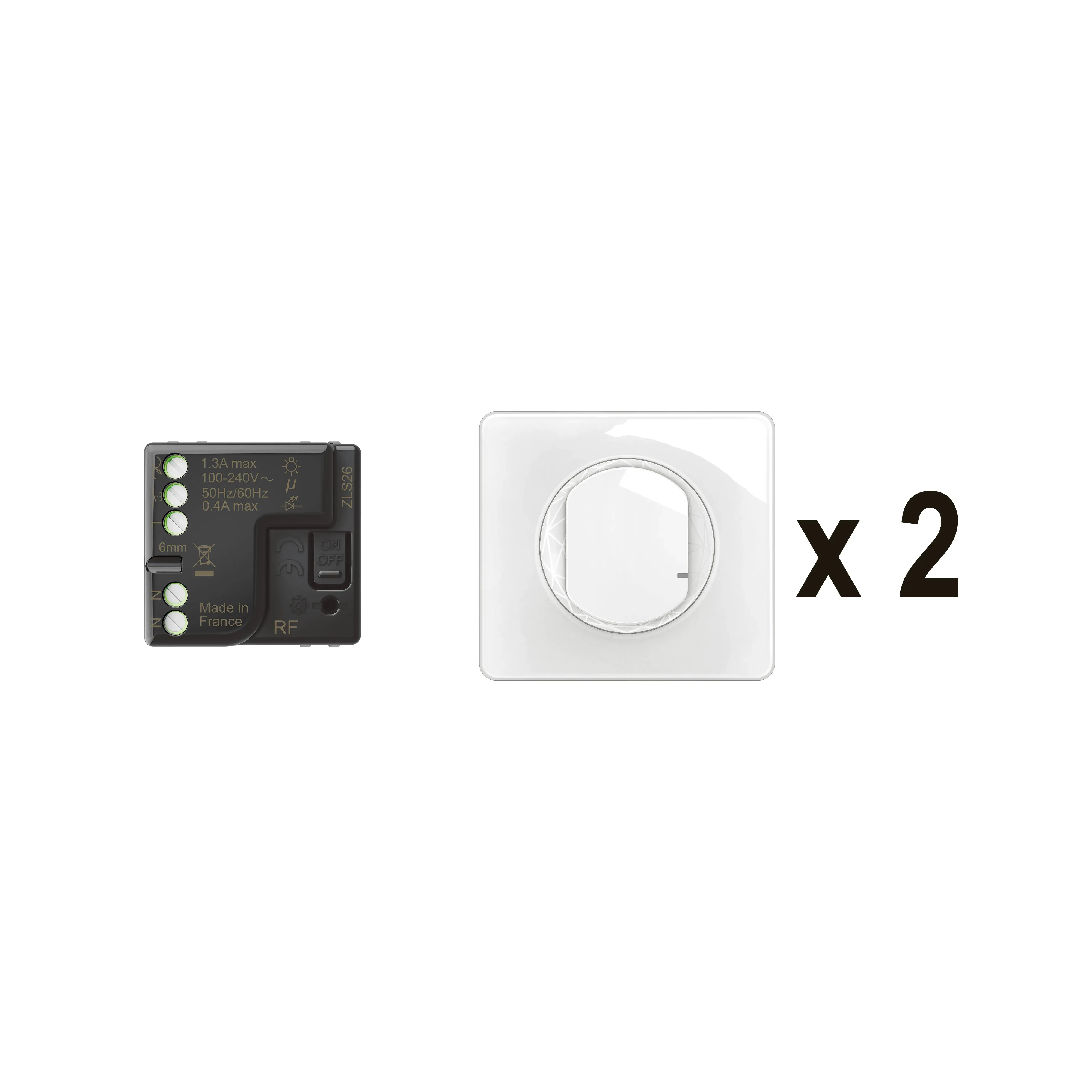 Kit va-et-vient sans fil — micromodule + 2 commandes — blanc
