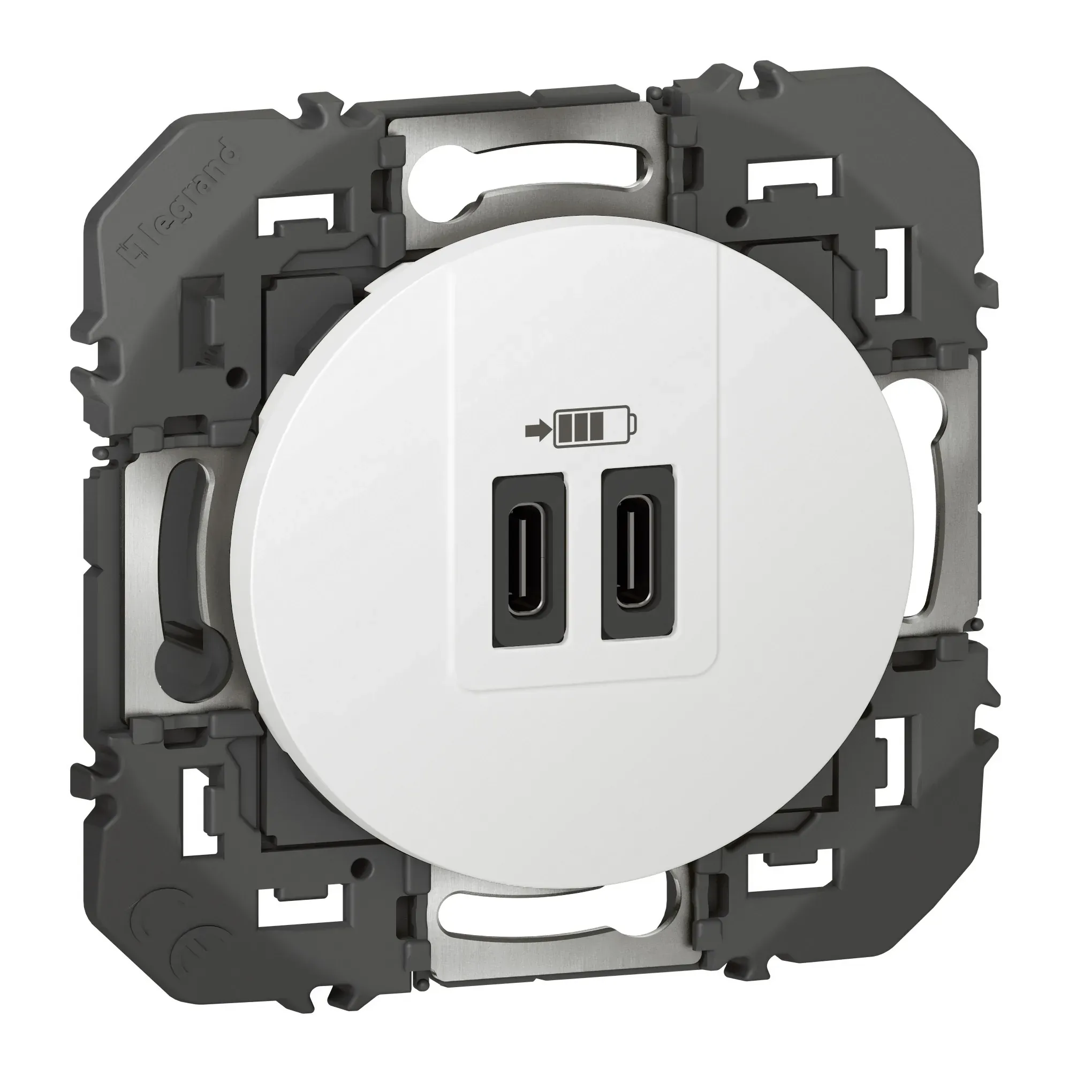 Prise double USB type-C Dooxie — 3A 15W — blanc