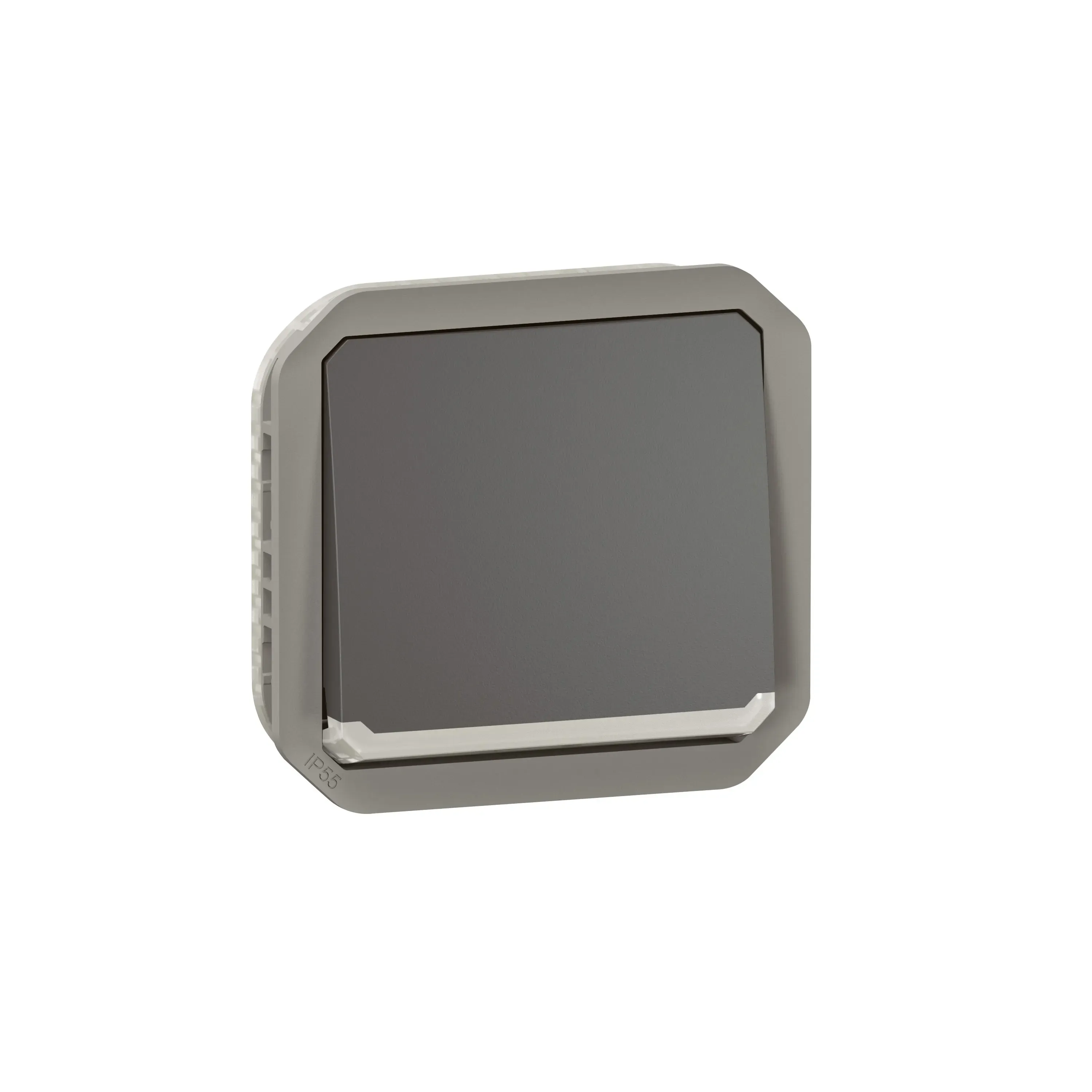 Interrupteur va-et-vient lumineux Plexo — 10AX 250V — IP55 IK08 — anthracite