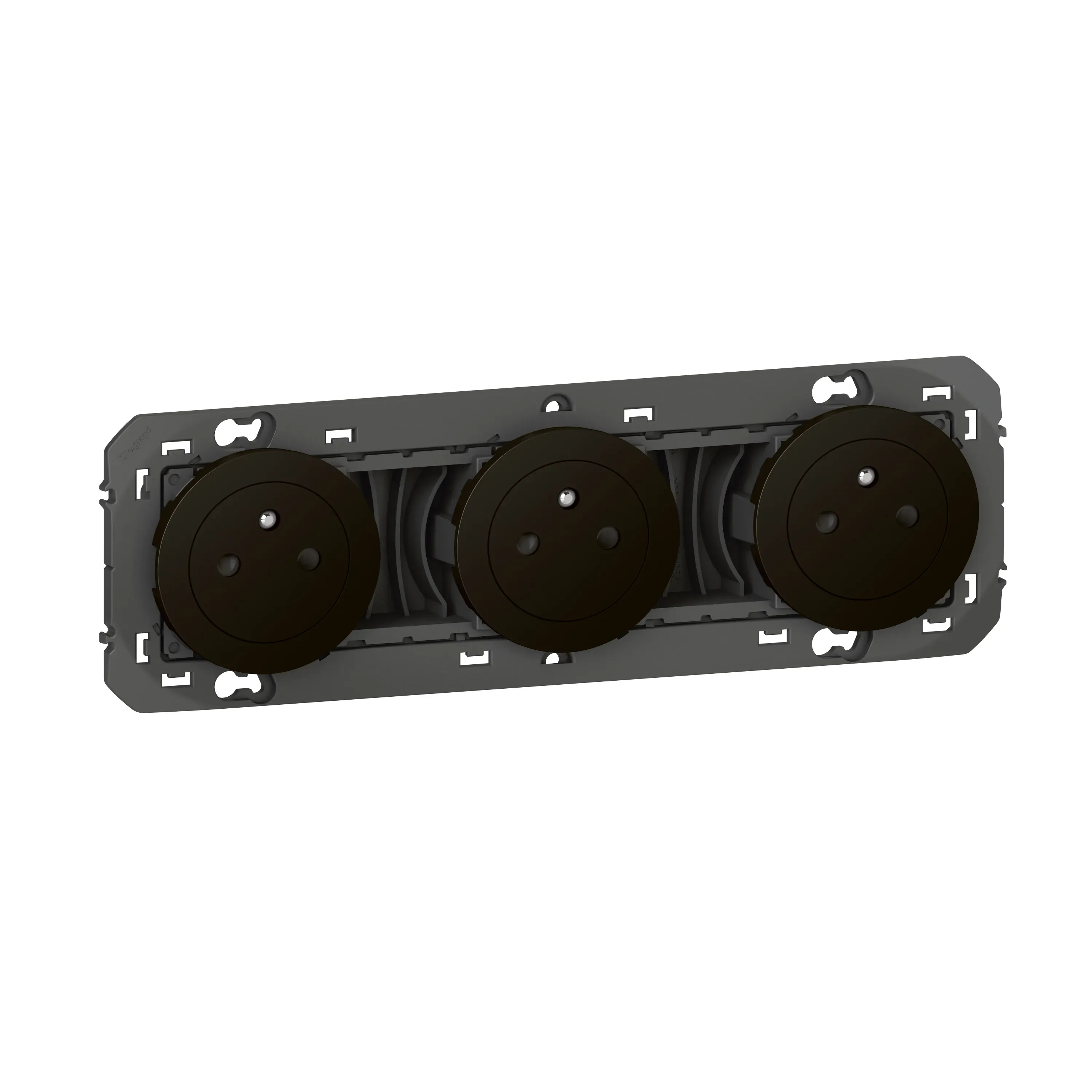 Prise triple 2P+T Surface Dooxie — 16A — noir mat