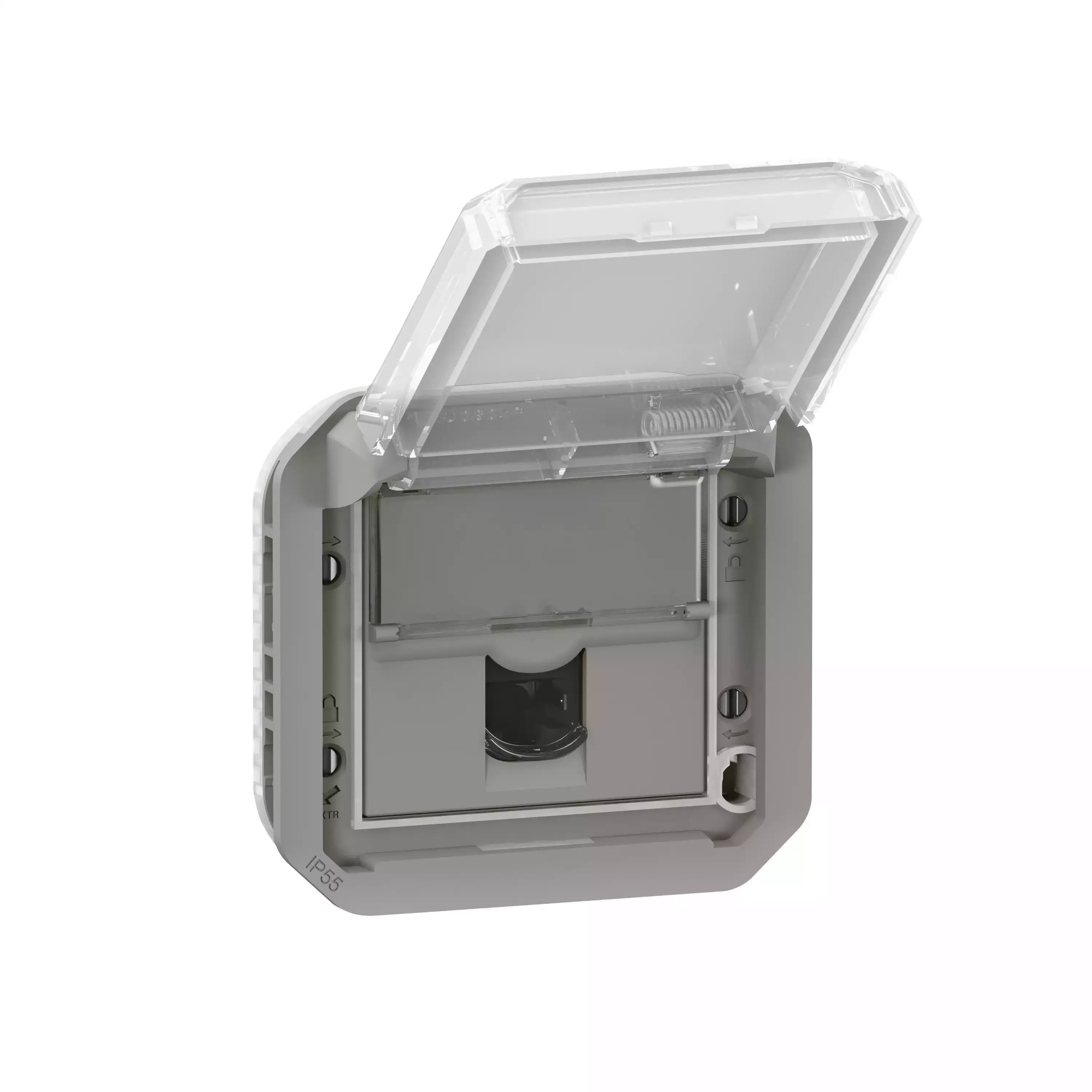 Prise RJ45 catégorie 6A STP — IP55 — Plexo composable gris — image 1