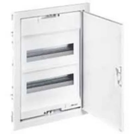 Coffret encastré — 2 rangées × 24+4 modules — porte métal extra plate blanche — IP40 — image 1