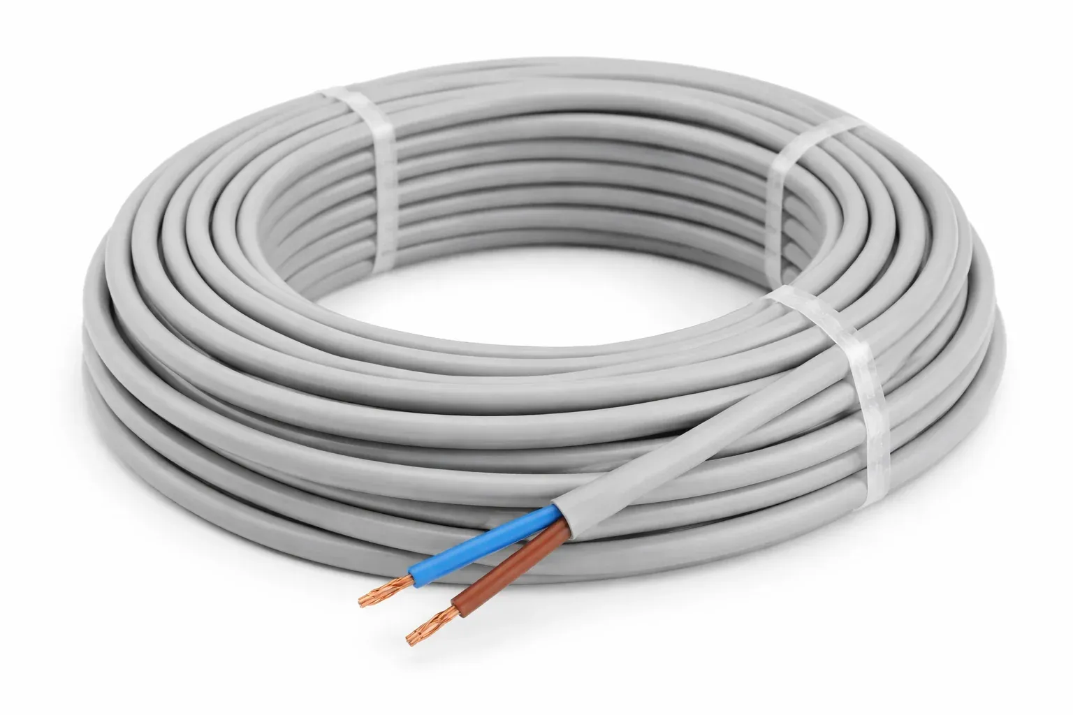 Câble HO5 VVF 2×1,5 mm² — gris — couronne 50 m — image 1