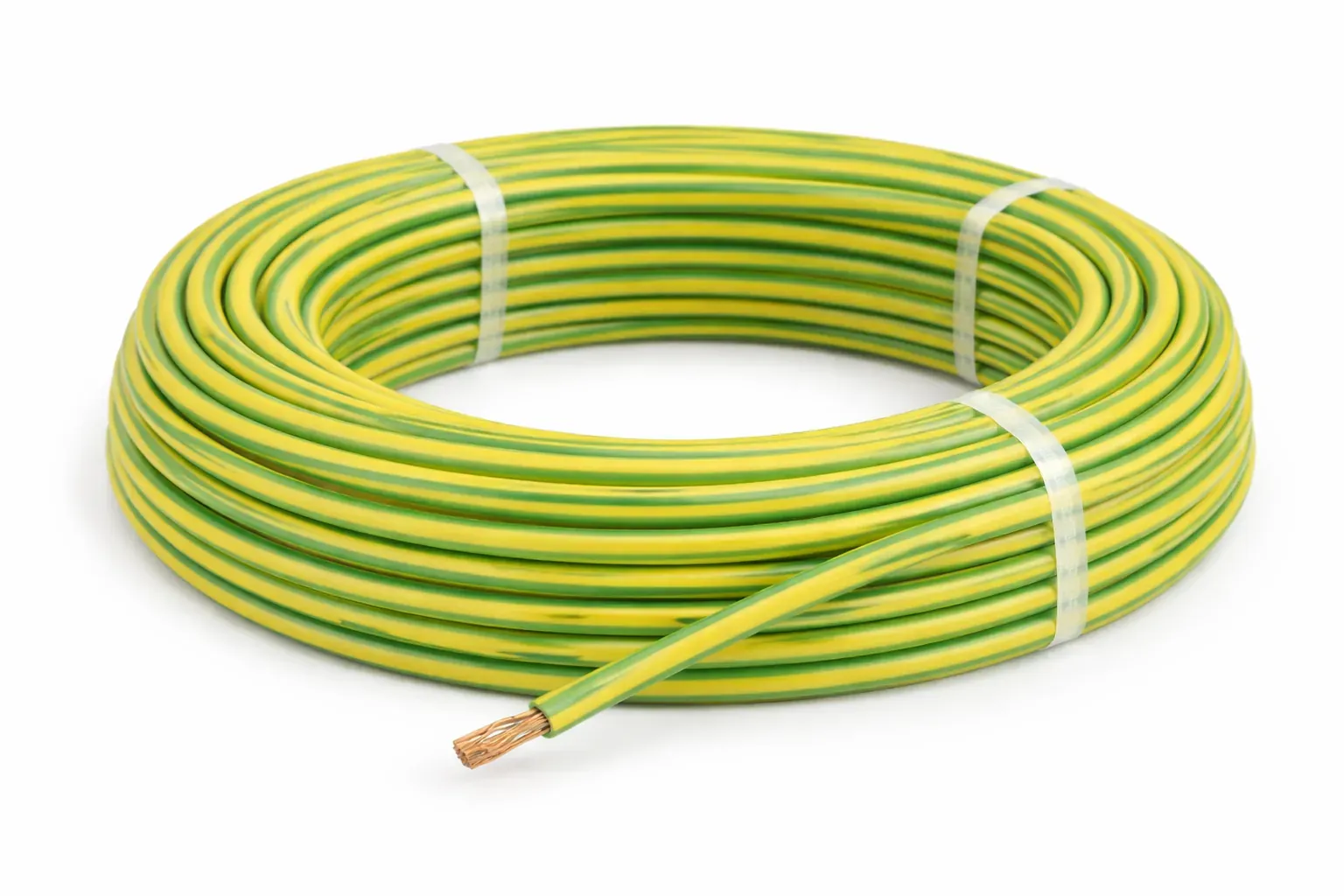 Fil H07V-K 1×2,5 mm² — vert/jaune — fil souple — couronne 100 m