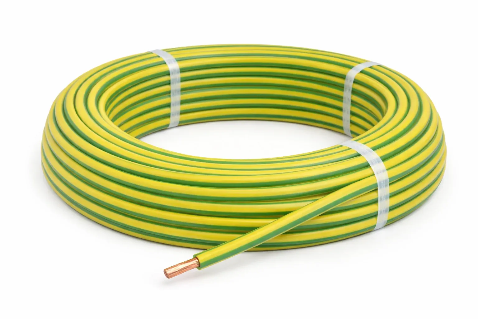 Fil rigide H07V‑U 1×2,5 vert/jaune — couronne 100 m