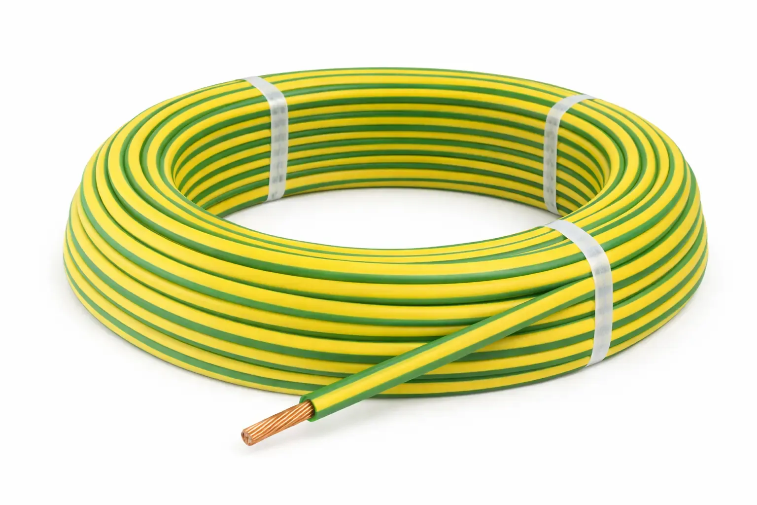 Fil rigide classe 2 H07V‑R 1×10 vert/jaune — au mètre