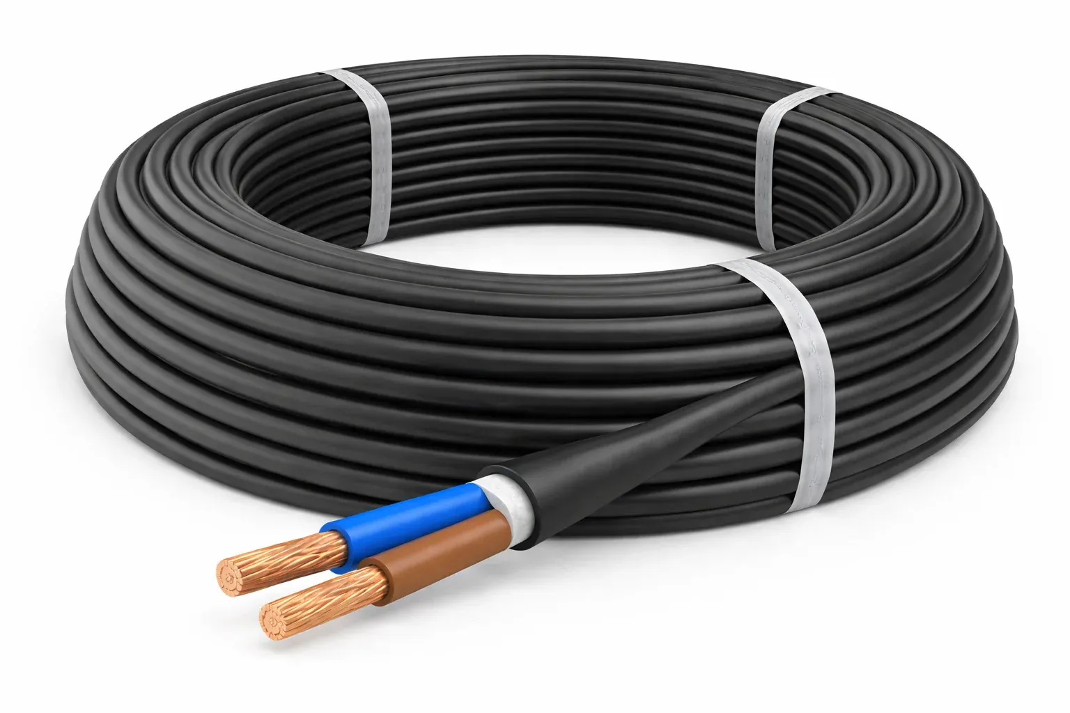 Câble rigide U‑1000 R2V 2×10 — Touret 500m — au mètre