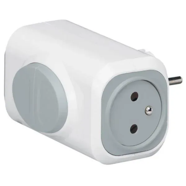 Fiche biplite 2 sorties latérales 2P+T 16 A 230 V — blanc — image 1