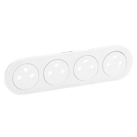 Enjoliveur prise 4×2P+T — précâblée compacte — blanc Céliane — image 1